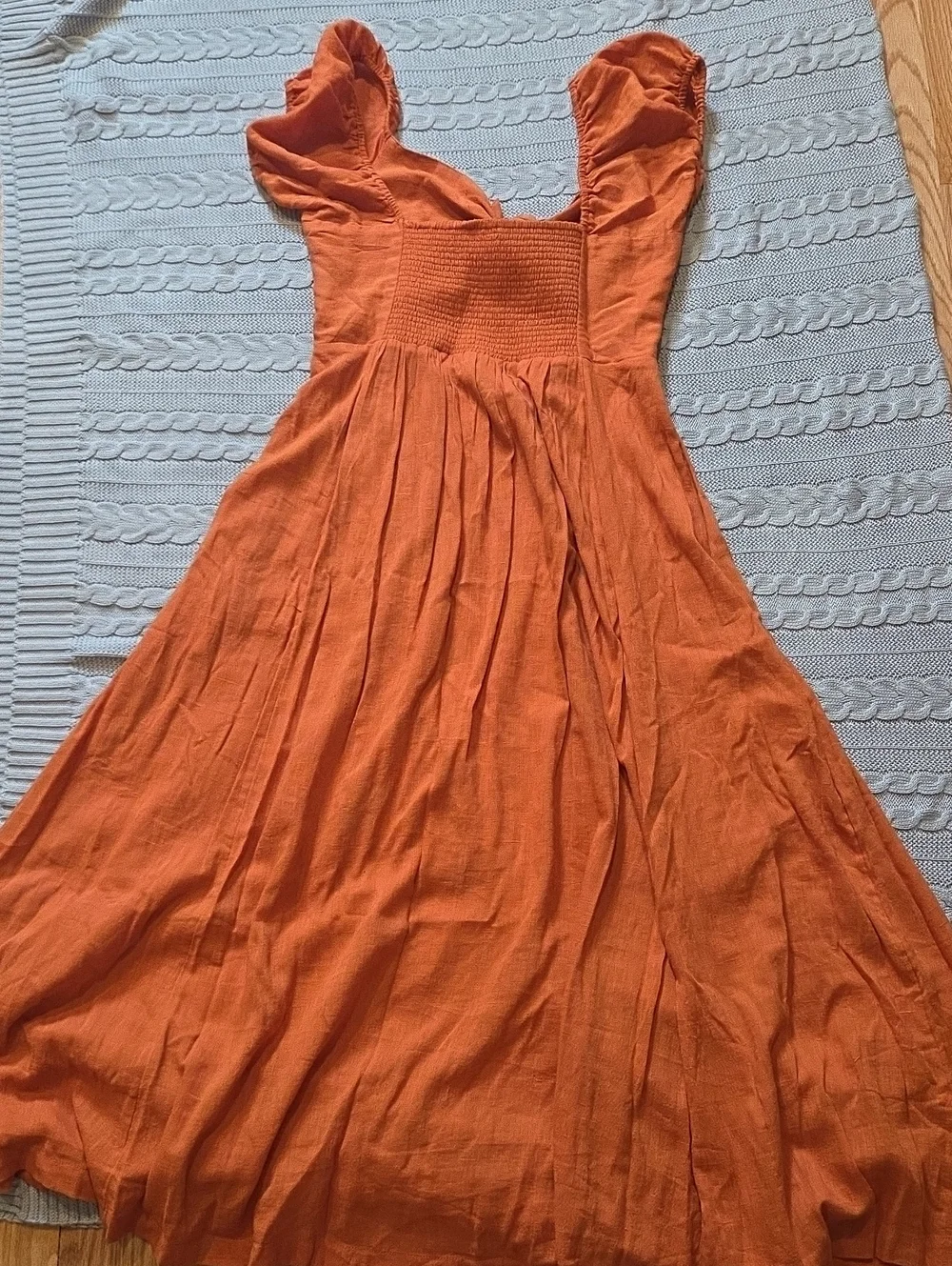 Free People The Gateway Midi Dress Orange Medium Cutout Bow Sundress Beach Boho